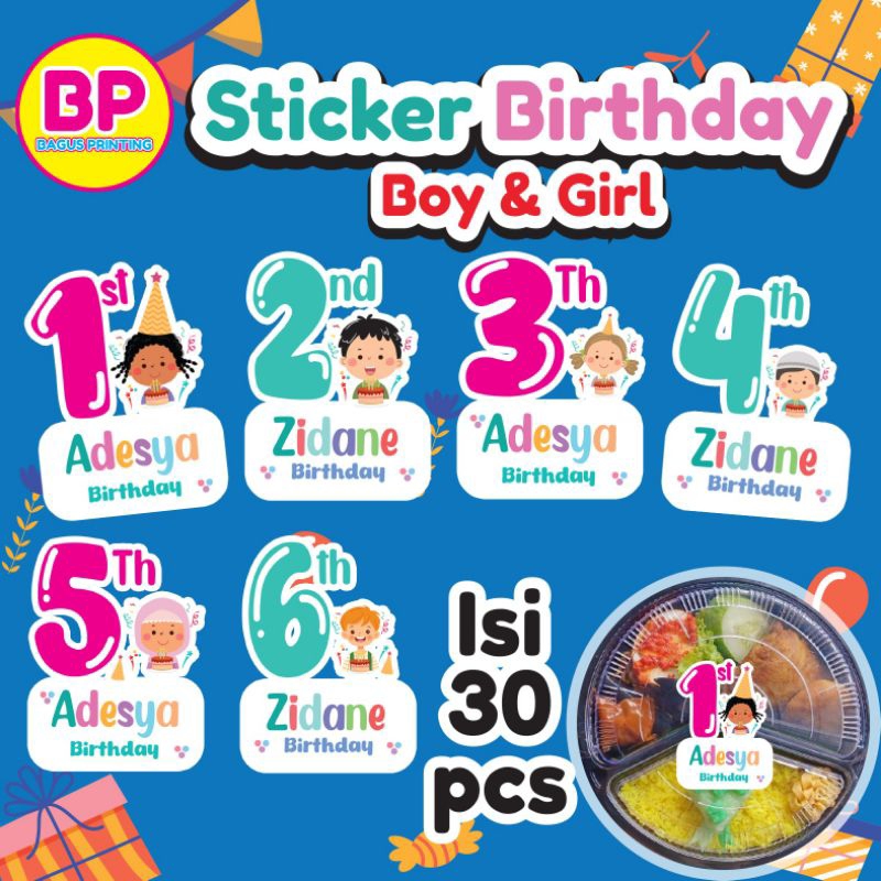 

Isi 30 pcs Sticker Ulang Tahun Anak Sticker Karakter Bento Birthday Sticker Anak souvenir