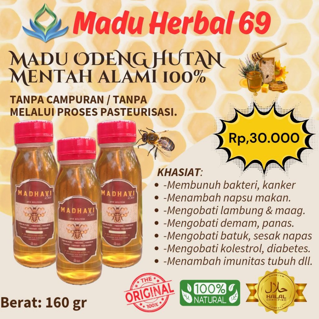 

PROMO: Madu Herbal69, Madu Asli Odeng hutan Baduy 160gr, madu alami 100% original