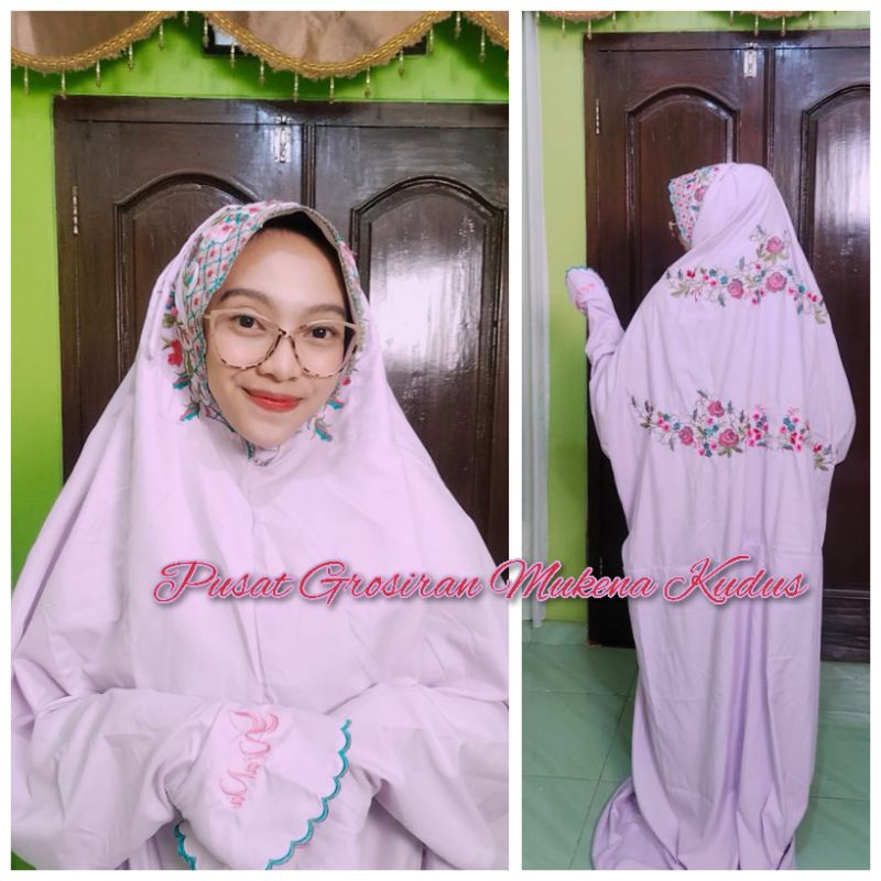 MUKENA TERUSAN BORDIR BENANG ASLI KUDUS MUKENA WANITA SANTRI
