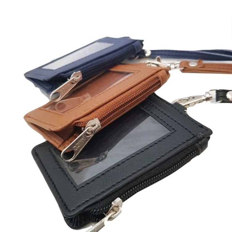 

Grosir Pemesanan lanycard resleting Id card holder kulit sintetis premium