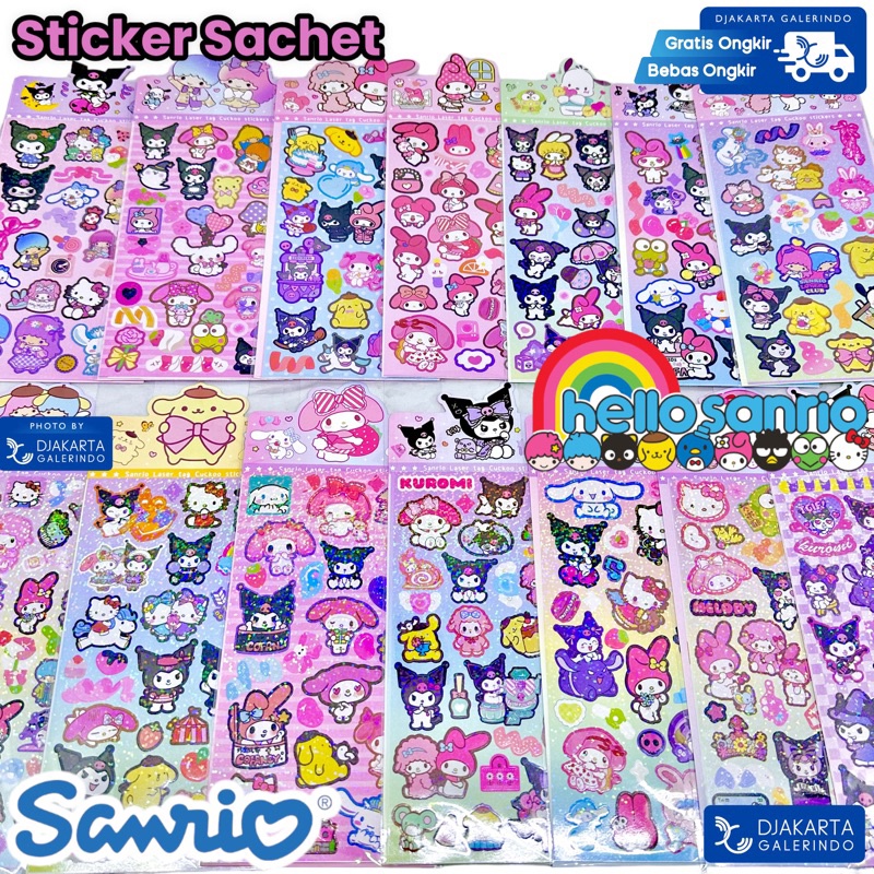 

Potongan 3 Produk Populer Sticker Sachet SANRIO Sticker Pack My Melody Hello kitty Cinnamoroll Kuromi Badtz A119