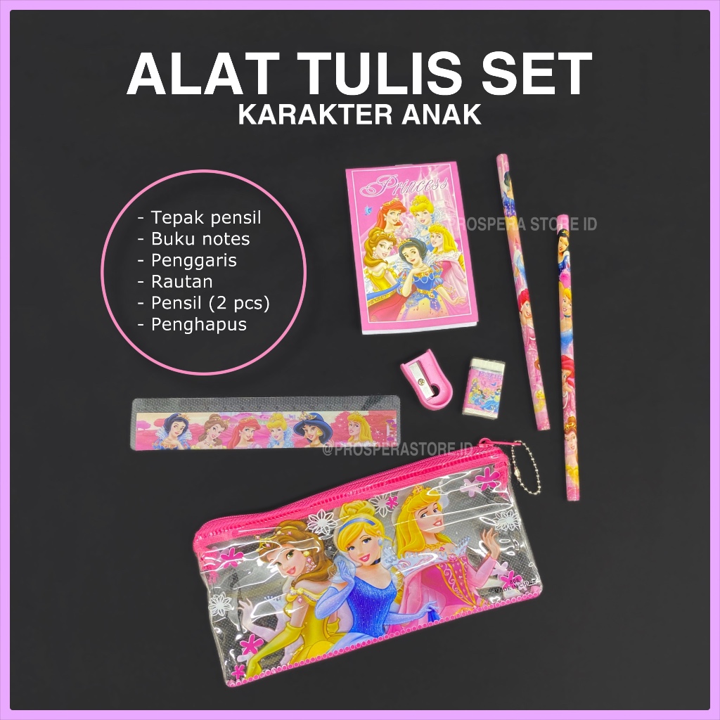 

PAKET ALAT TULIS Anak Karakter / Study Set / Souvenir / Pouch Pensil