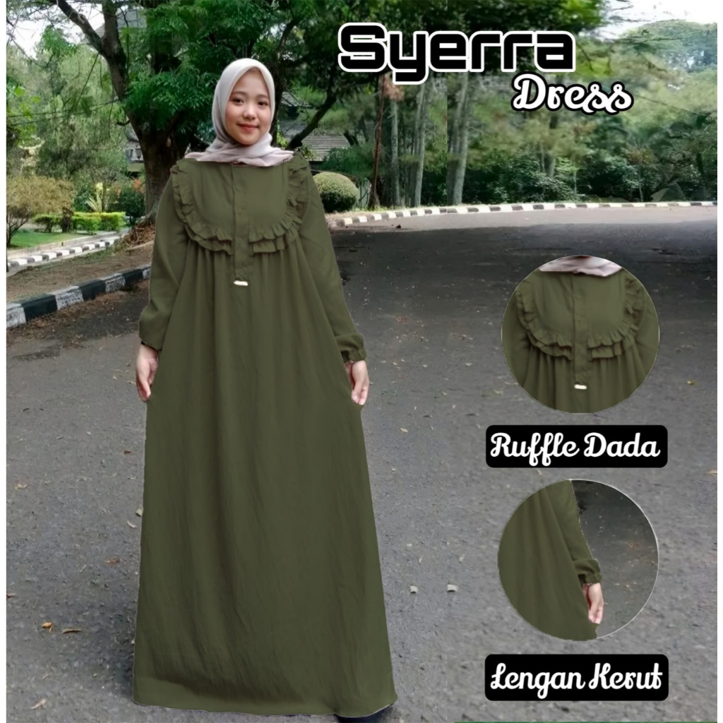 Gamis Syerra Crinkle Airflow Premium  / Gamis Muslim Kekinian / Gamis Wanita Jumbo Bahan Crinkle