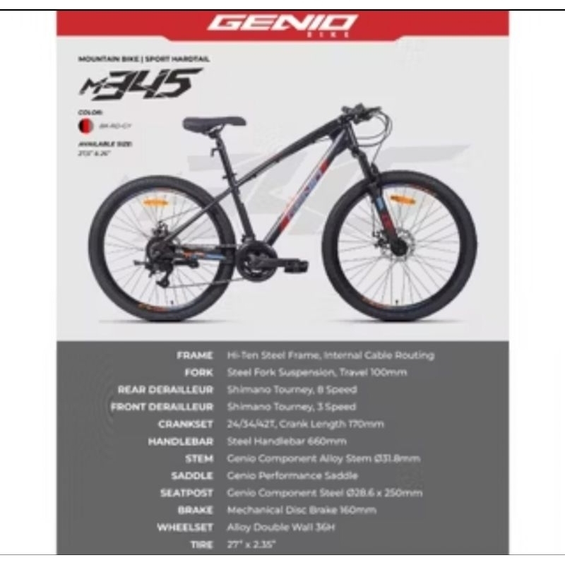 Sepeda Gunung Genio M 345 MTB 27.5 inch M345