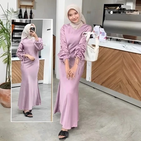 DRESS DARLA SILK SATIN SERUT LONG DRESS SATIN SERUT DRESS