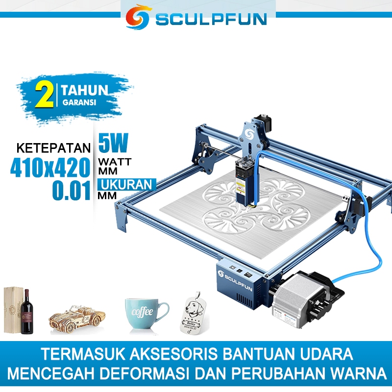 SCULPFUN S9 Mesin Ukiran Laser Kayu laser cutting +Air Assist 30L/MIN,Laser Air Assist Pump