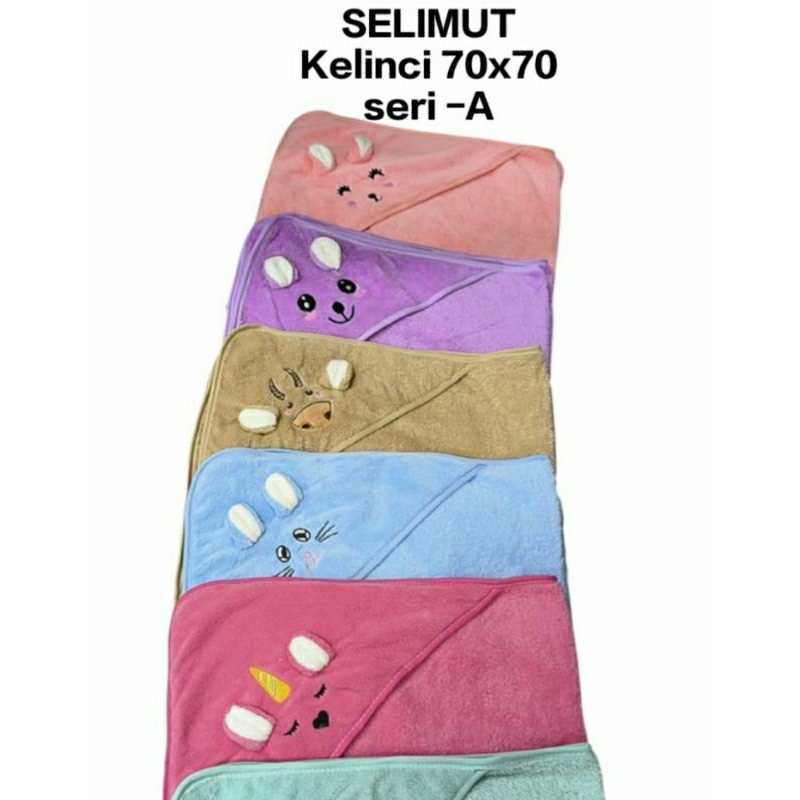 DGT Handuk Selimut Topi Bayi 70x70cm Handuk Newborn Hoodie Blanket Rotary With Hat Lembut Baby