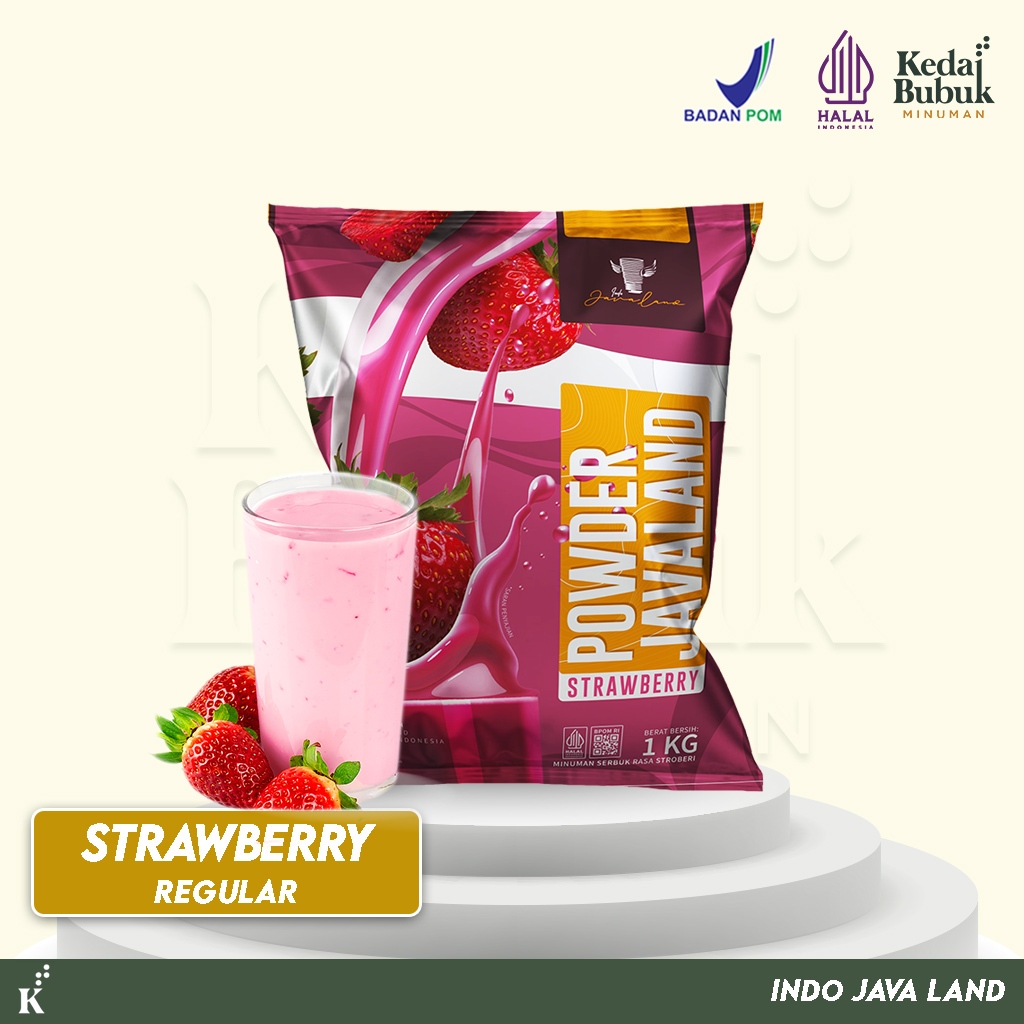 

Javaland Bubuk Minuman Rasa Strawberry 1Kg - Regular Plain | Bubble Powder Drink Boba