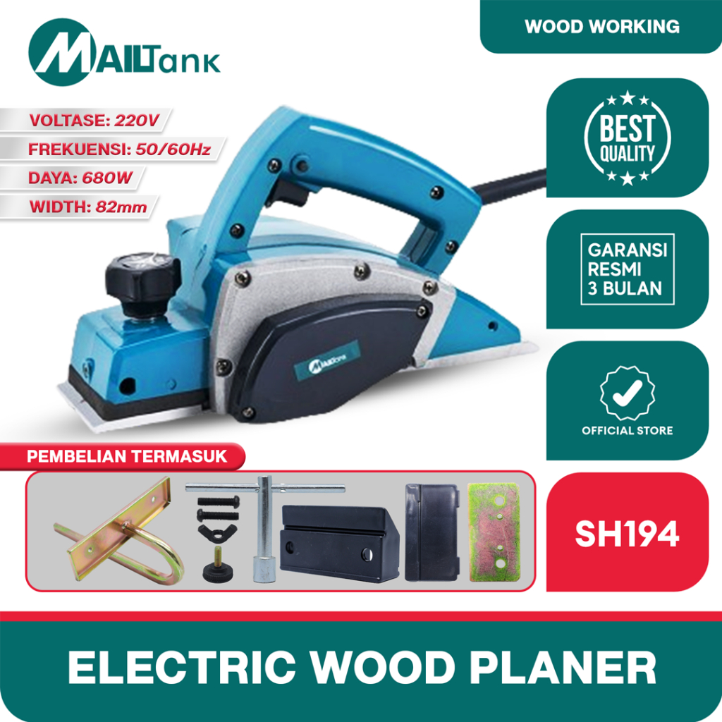 Mailtank SH194 Mesin Serut Kayu Planer 680W Electric Planner Mesin Serut Tangan Cocok untuk memoles 