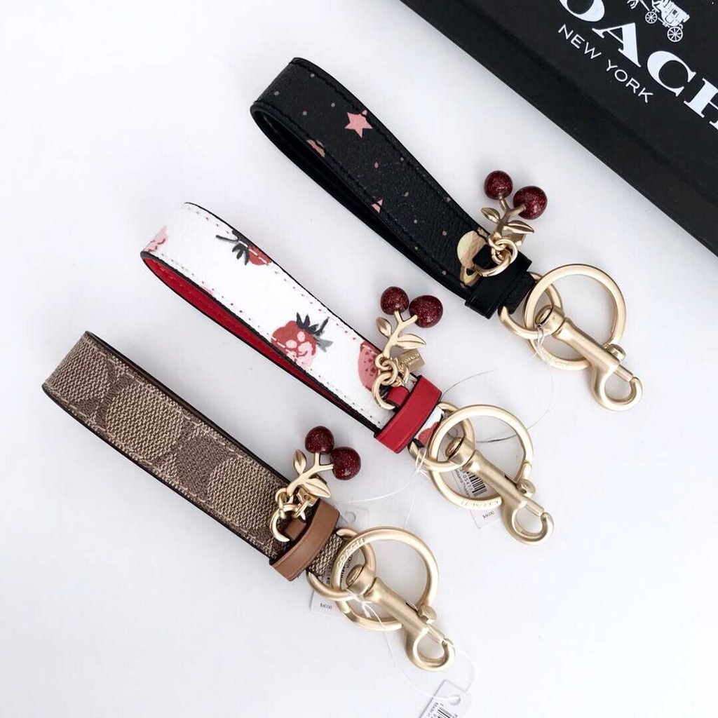 COACH Original cherry Bag Charm kulit Keychain Accessories trinket keychain smiski keychain