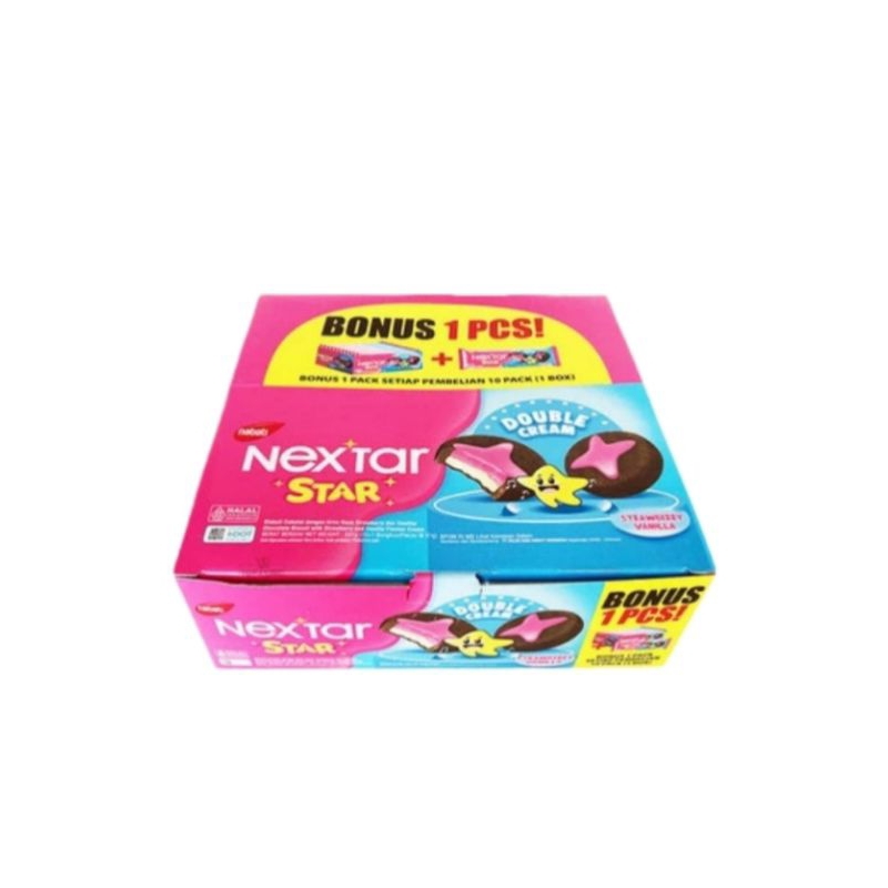 

Nabati Nextar Star Cookies Double Cream Strawberry Vanilla (1 box/10 pcs)