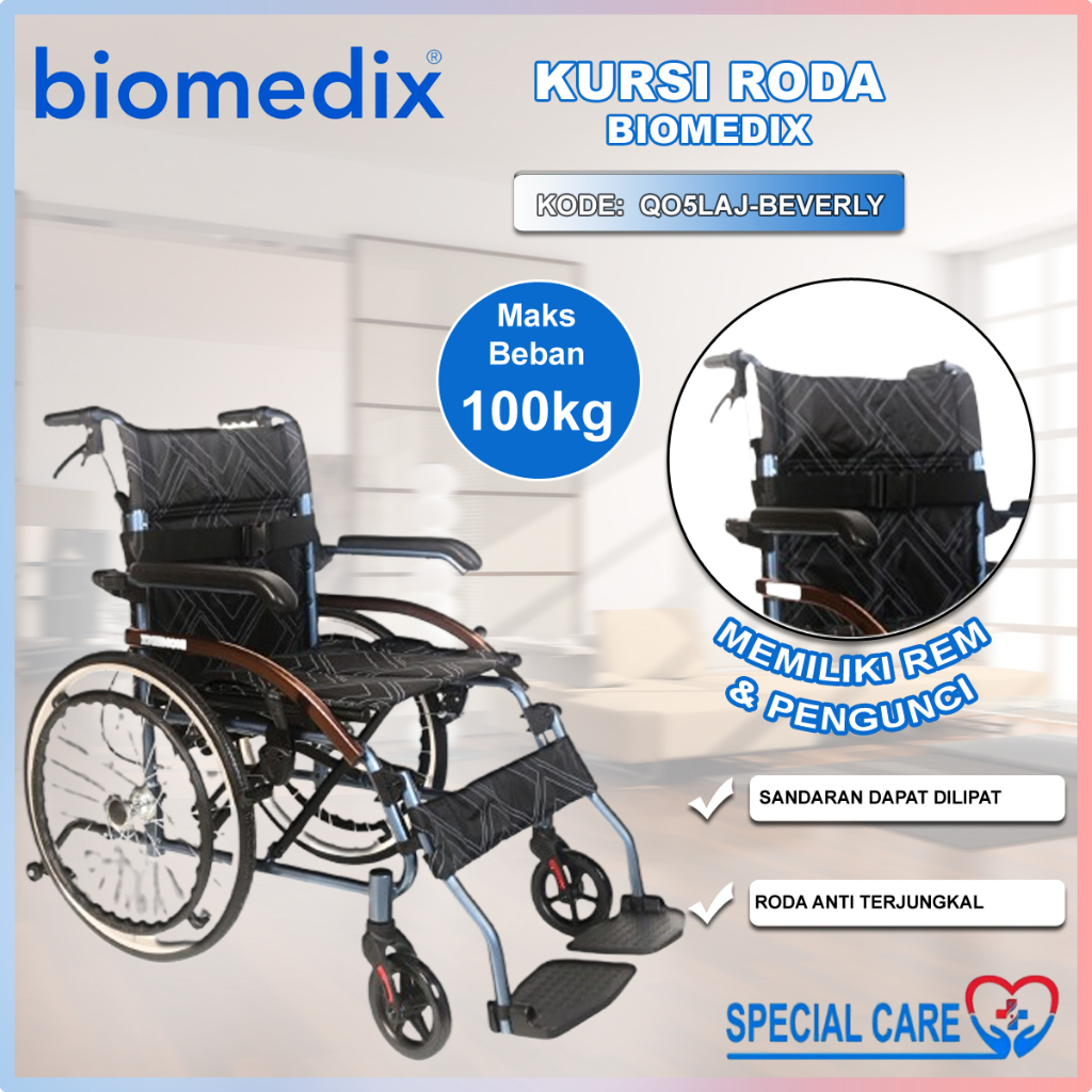 BIOMEDIX BEVERLY - Kursi Roda Racing Premium Portable Traveling Aluminium Ringan Kuat Lipat