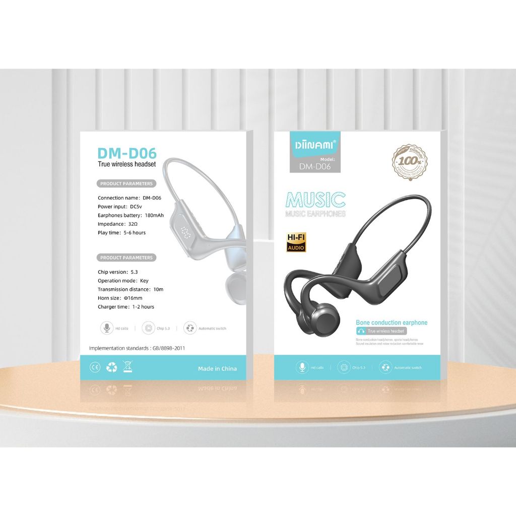 DIINAMI LED Wireless DM-D06 Bone Conduction Earphone Headset Bluetooth Headphone