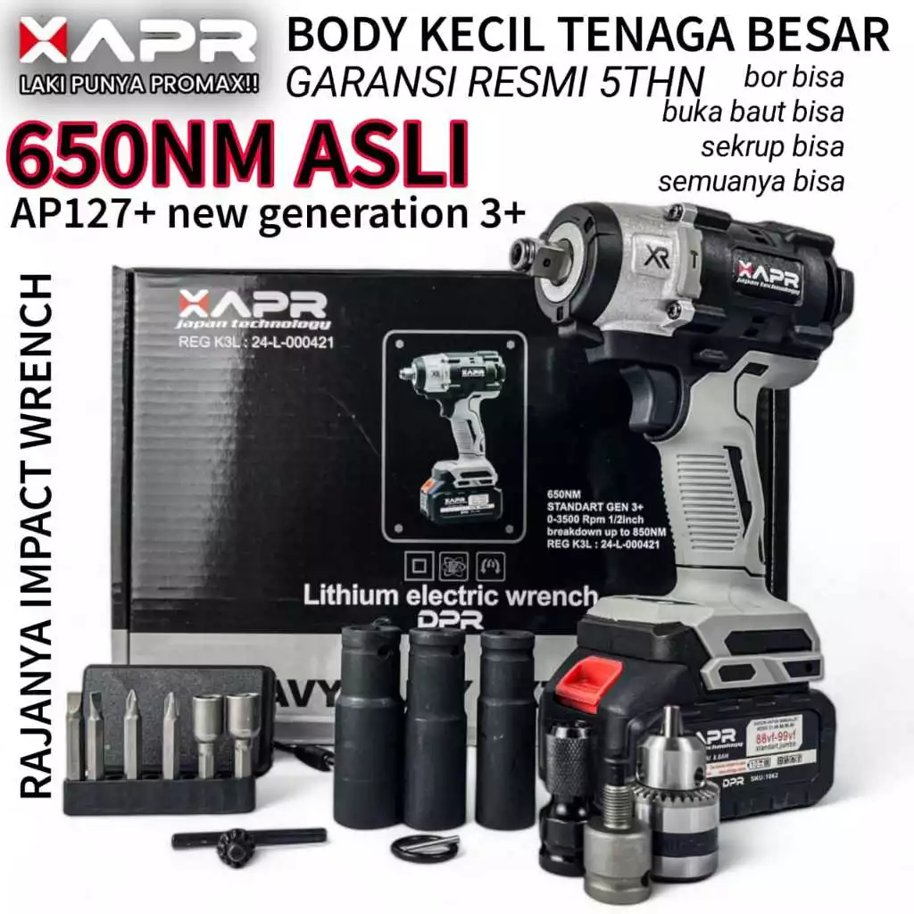 APR JAPAN AP127+ impact wrench bor pembuka baut 650nm baut motor roda cvt