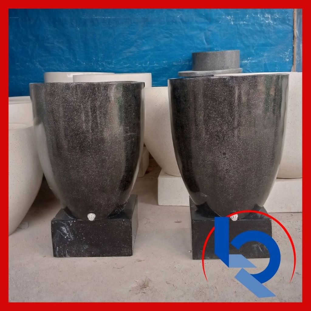 Bak mandi teraso hitam glossy natural terrazzo