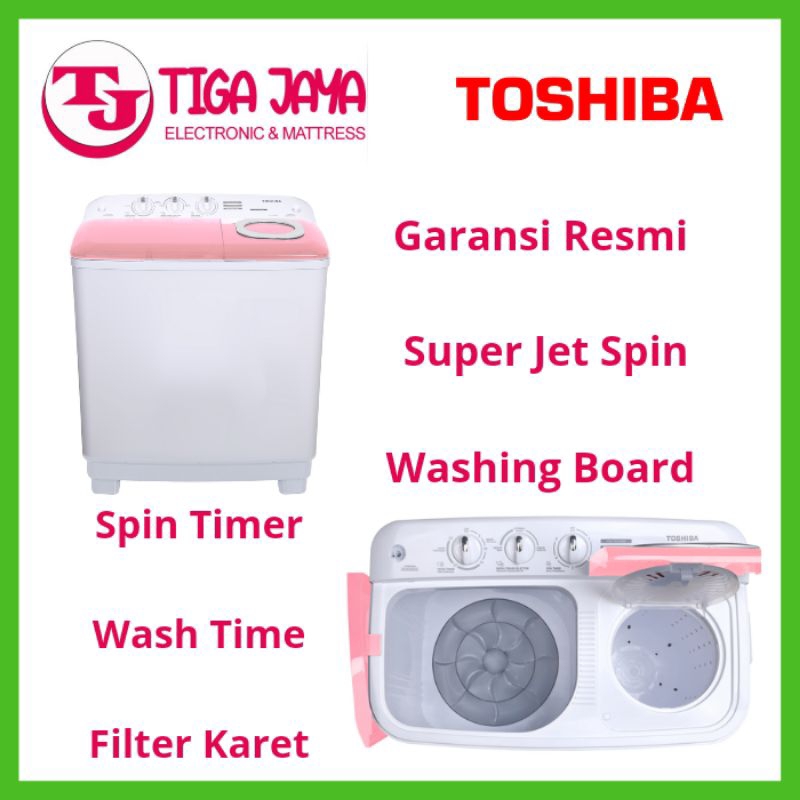 TOSHIBA VHH75MNWR MESIN CUCI 2 TABUNG 6,5 KG TOSHIBA VH H75MN WR VH-H75MN(WR)