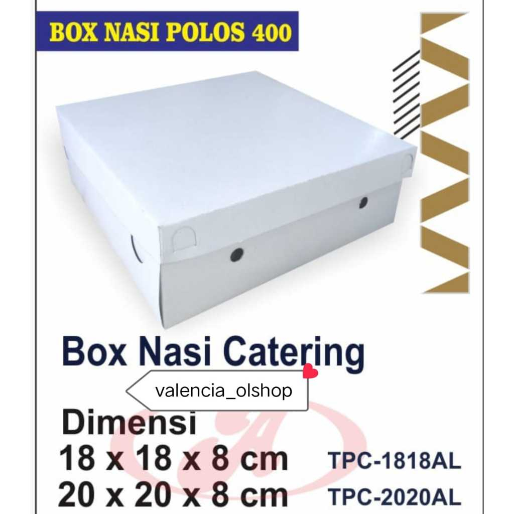 

Dus Nasi Kotak Putih Polos uk 18x18, 20x20 isi 50 Set