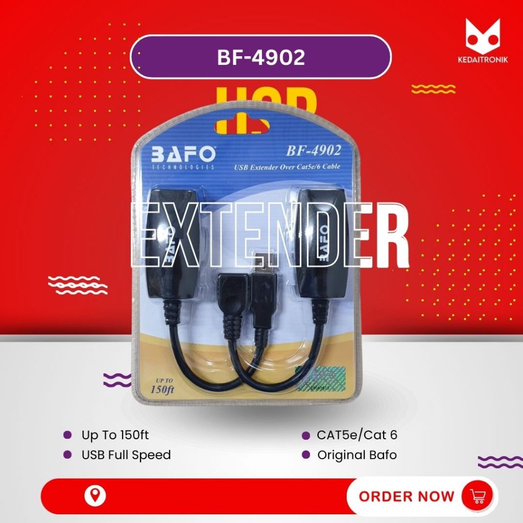 USB Extender BAFO BF 4902 BF4902 Over Cat5e Cat6 Range Up To 45M USB A Male Female Lan RJ45
