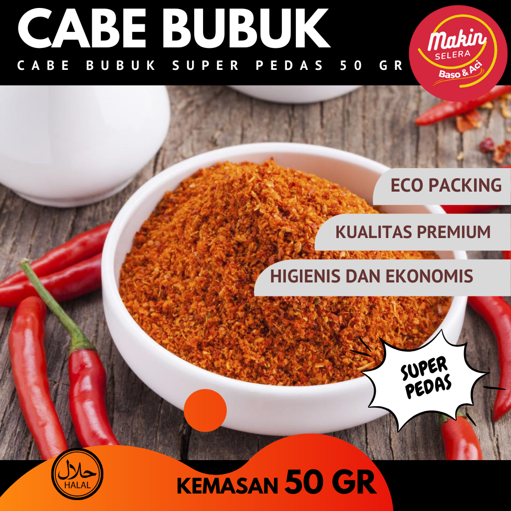 

Cabe Bubuk SUPER PEDAS 50 gr Makin Selera