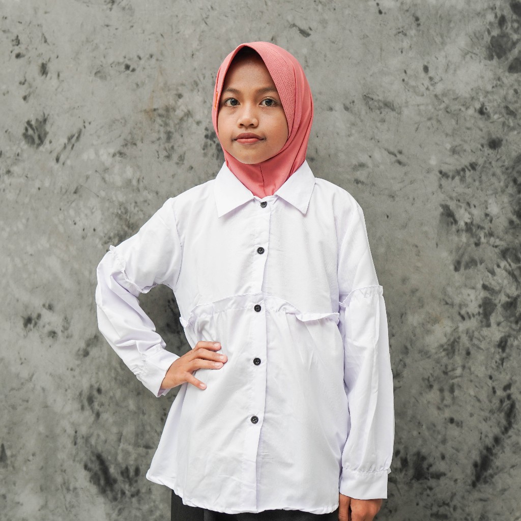 Baju anak cewek umur 11-12 tahun / Atasan anak perempuan model lengan balon / Pakaian ngaji anak tpq