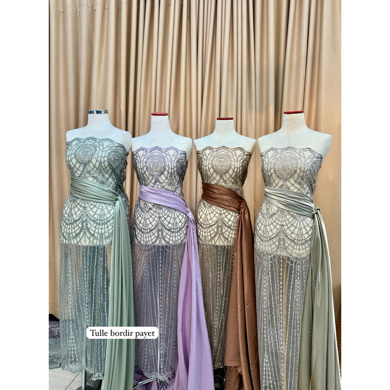 Brokat tille payet  / Bahan Gaun Pesta / kain brokat bridesmaid/tile squeen /berukatpayet/tile payet