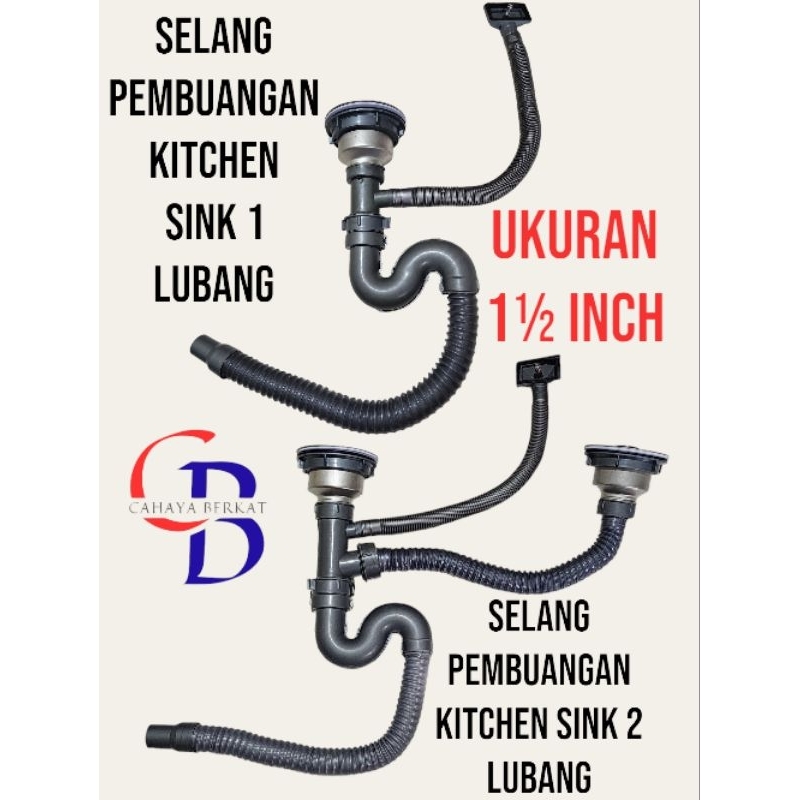Selang Pembuangan Kitchen Sink 1,5 inch / Selang Bak Cuci Piring 1 Paket Overflow TU2T