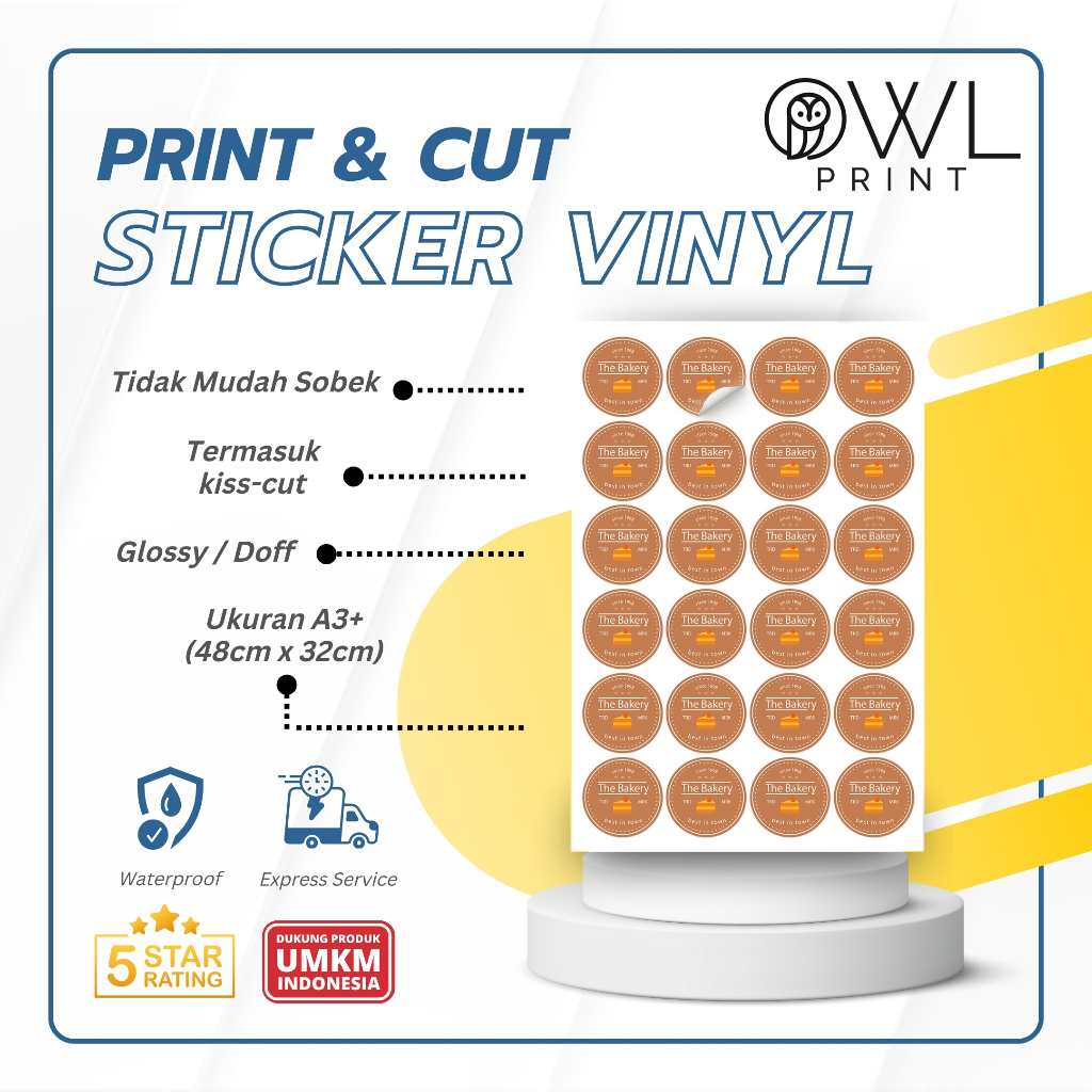 

Cetak Stiker VINYL A3+ Cut / Label Makanan / Label Kemasan /Onlineshop