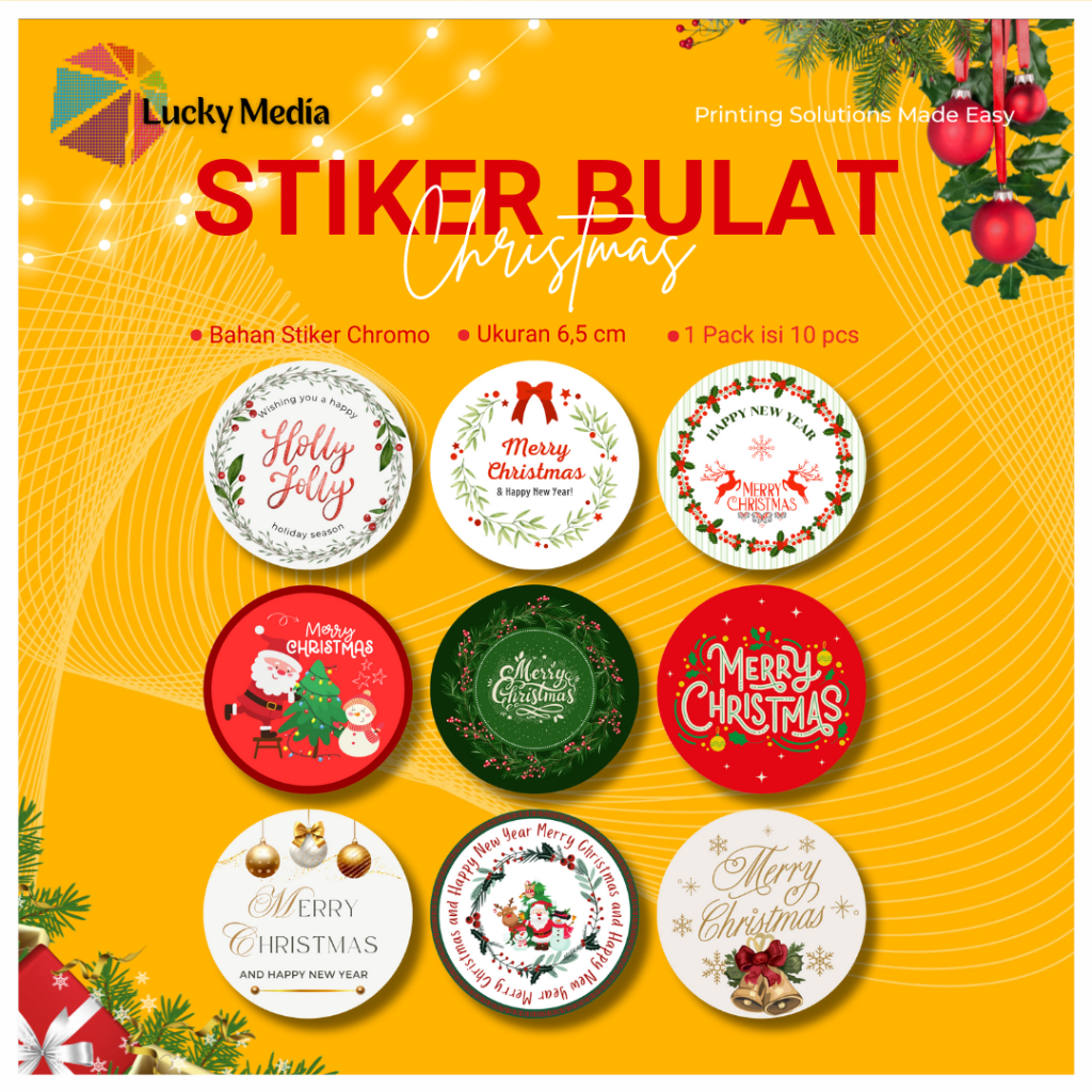 

[10pcs] Sticker Natal Christmas Stiker Bulat Cookies Kue Xmas Stiker Toples Merry Christmas Premium