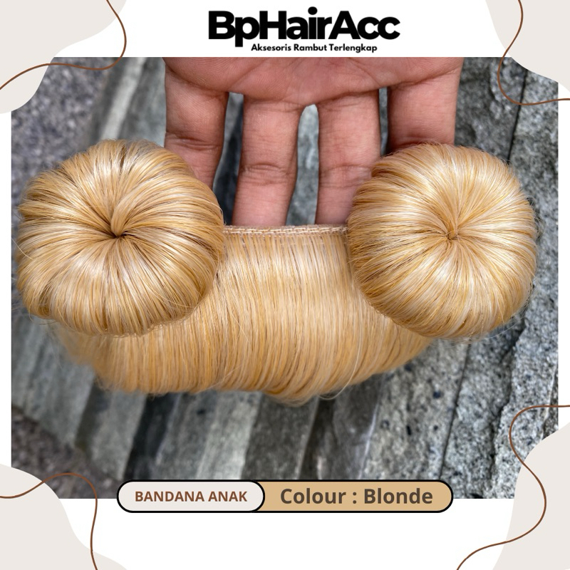 Bando Poni Anak Bandana Poni Cepol Bunga Wig Anak Aksesoris Rambut Anak