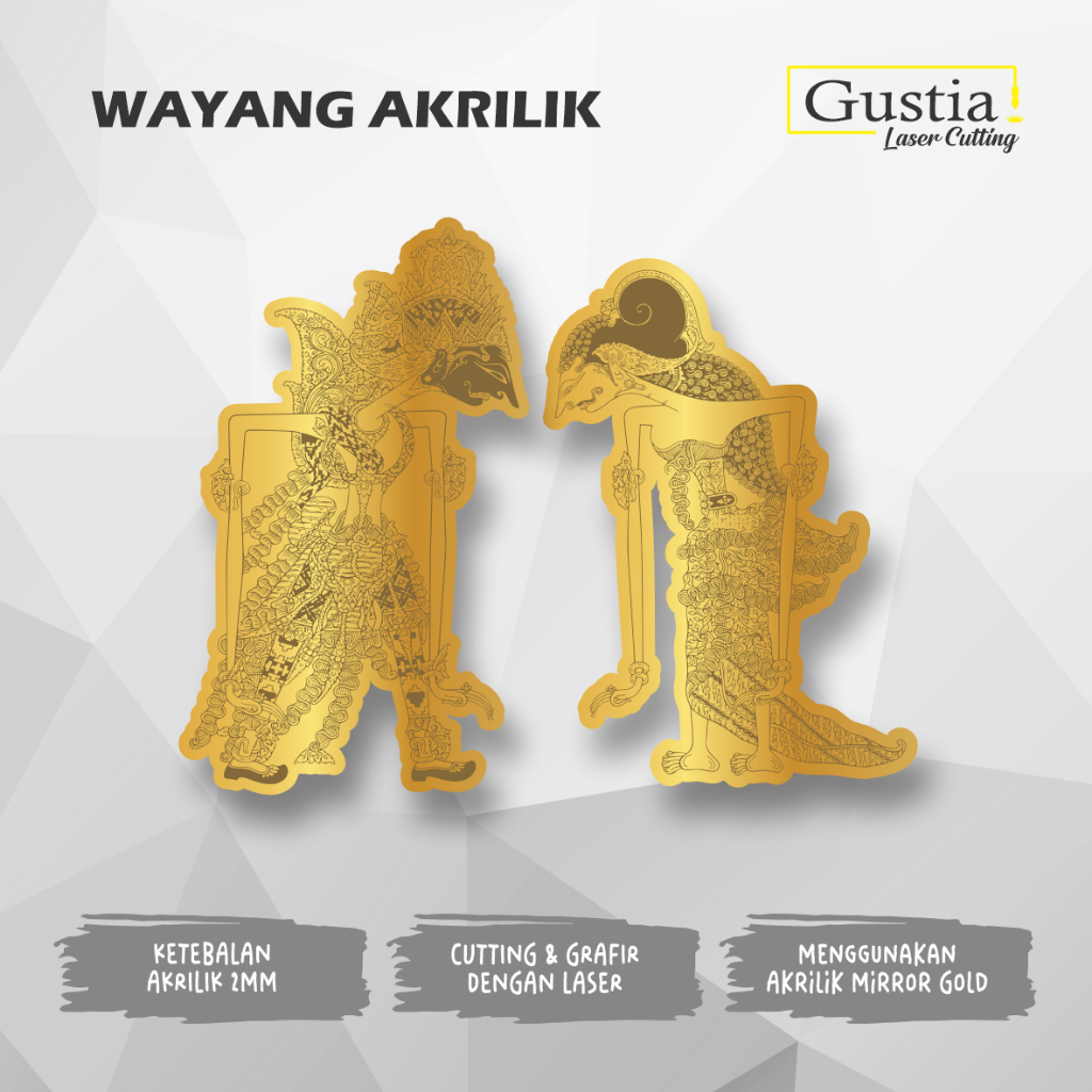 GRAFIR WAYANG RAMA & SHINTA MIRROR GOLD | DEKORASI MAHAR | WAYANG AKRILIK | ORNAMEN MAHAR