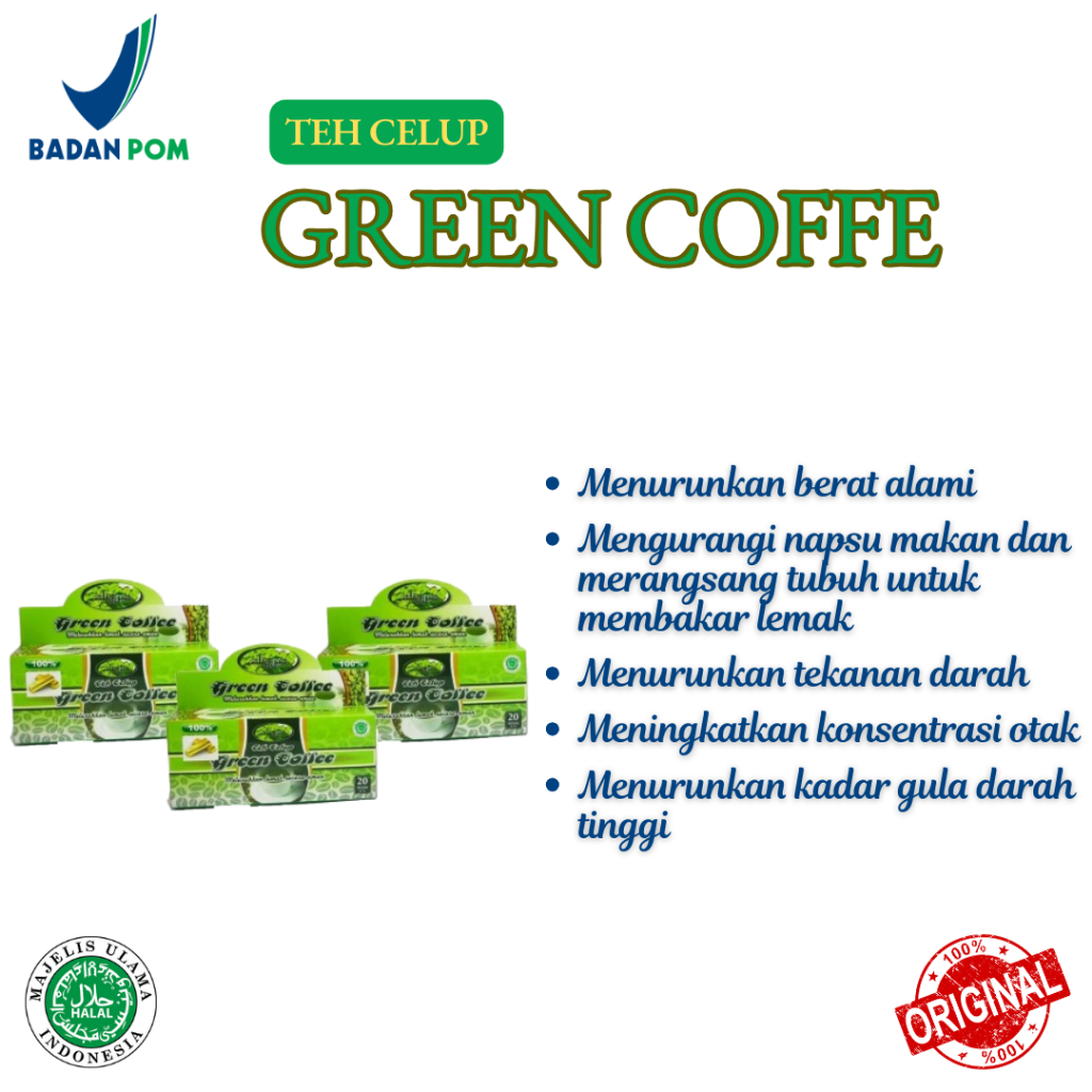 

TEH HERBAL CELUP GREEN COFFE ORIGINAL | BANTU TURUNKAN BERAT BADAN DAN MENINGKATKAN METABOLISME