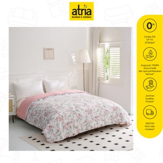 Atria Bedcover & Sprei  Shabby Chic Reversible Pink Floral Microviber