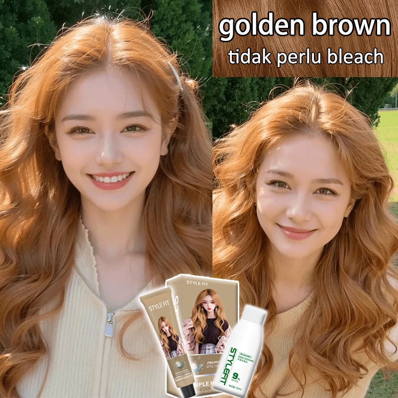 【Ready Stock】STYLE FIT Pewarna Rambut Golden Brown 200ml Tidak Perlu Bleach，Membuat kulit tampak cer