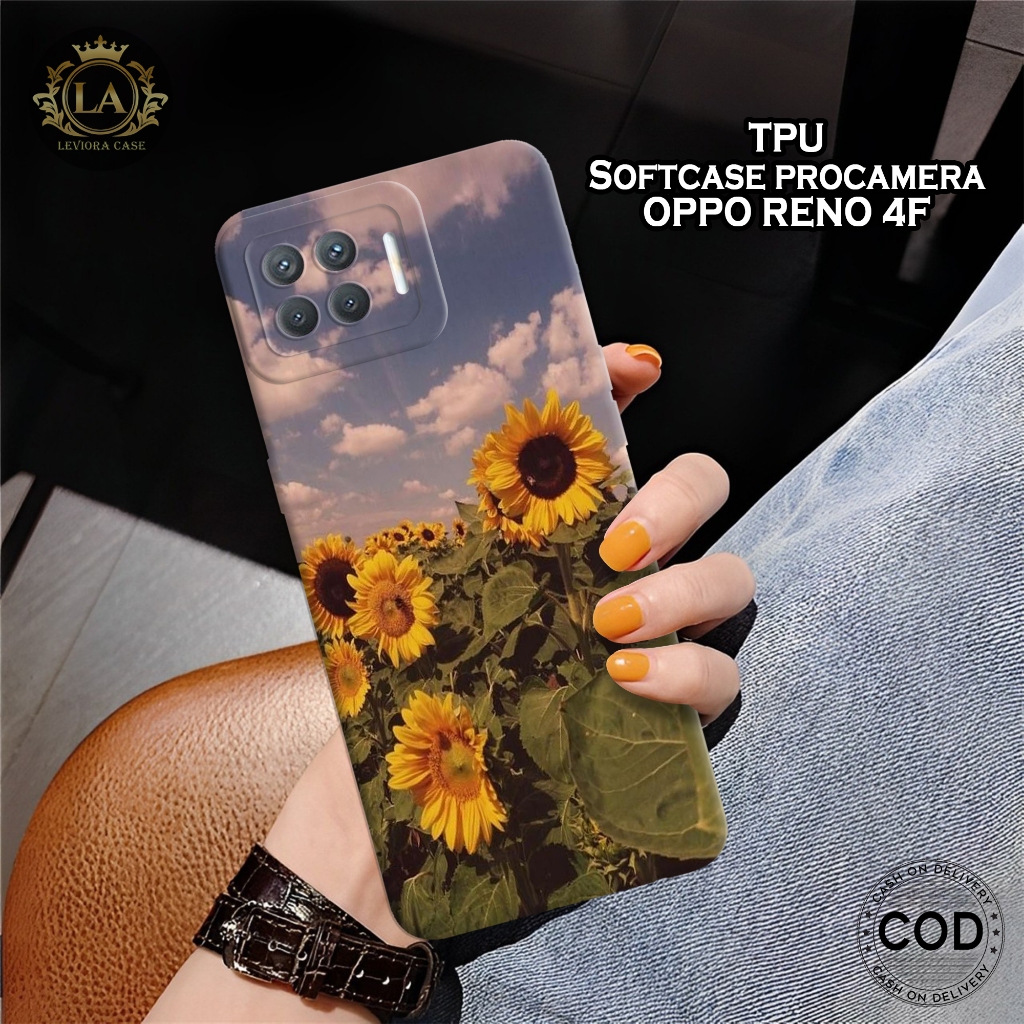 Case OPPO RENO 4F Terbaru - Leviora Case - Fashion Case Bunga - Softcase OPPO RENO 4F - Case Pro Cam