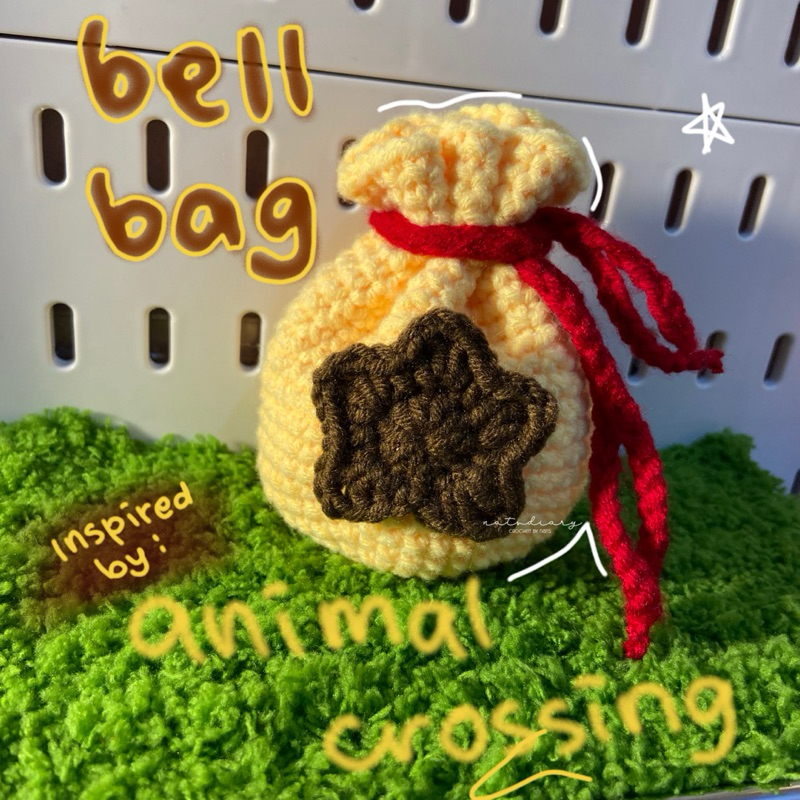[PO] BELL BAG MINI POUCH || DOMPET KOIN SERUT RAJUT || ANIMAL CROSSING COIN PURSE || NATSDIARY CROCH