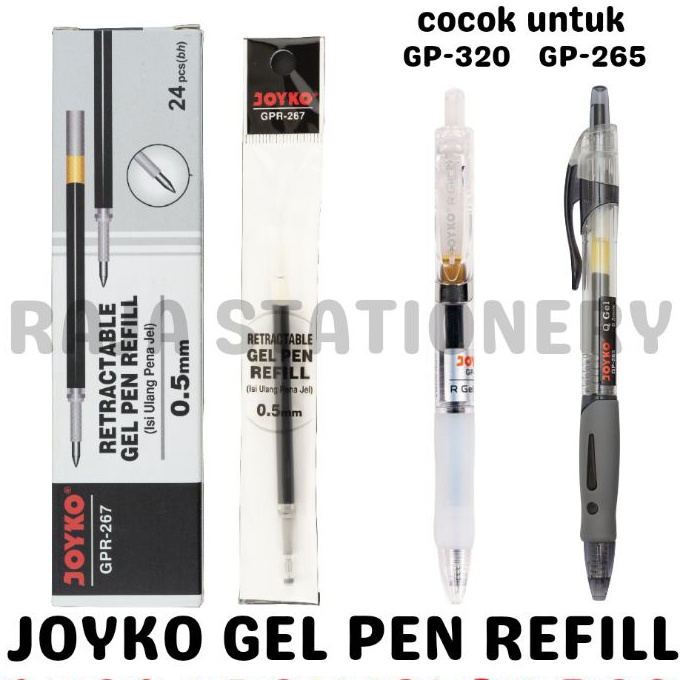 

KF7 JOYKO GEL PEN REFILL BLACK BLUE ISI ULANG PEN JOYKO GP265 HITAM BIRU GP32 5MM GPR267 1 BOX 24PCS