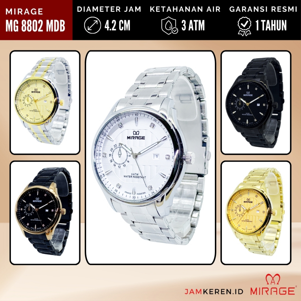 Mirage - Jam Tangan Pria - Jam Tangan Pria Anti Air - Jam Mirage 8802 MD Original 100% Garansi Resmi
