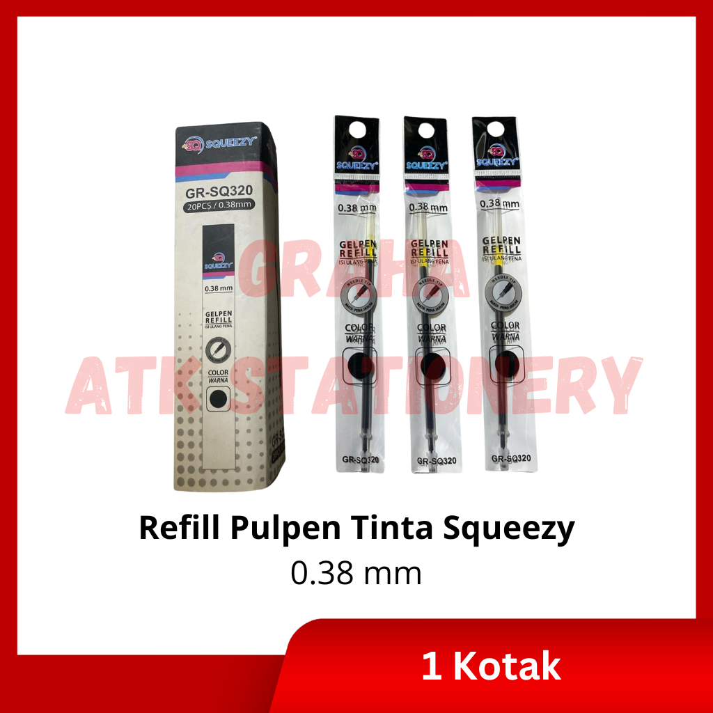 

[1 Kotak] Refill Tinta Pulpen 0.38mm Squeezy / Isi Ulang Tinta Pulpen / Refill Gel Ink Pen Gel 0.38mm Squeezy