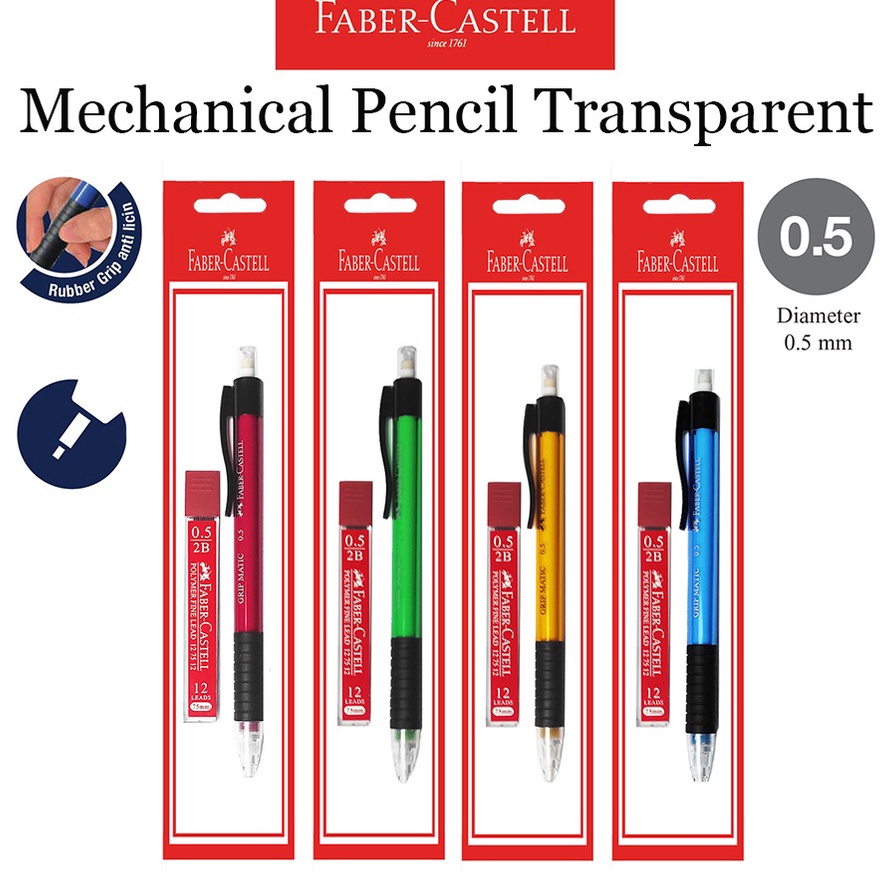 

Terbaik Pensil Mekanik Faber Castell Mechanic Pencil Transparan Blister Ukuran 5 GRATIS 1 Tube Refill