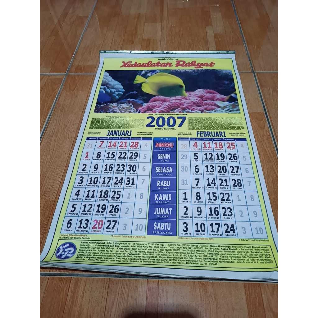 

Koleksi Langka Jadul Lawas Kalender tahun 2007 Kedaulatan rakyat