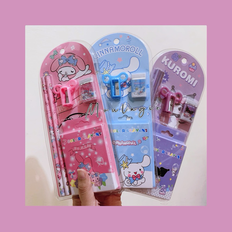 

SET ALAT TULIS 5in1 / Alat tulis set isi 5 / Set Alas tulis sanrio karakter lucu