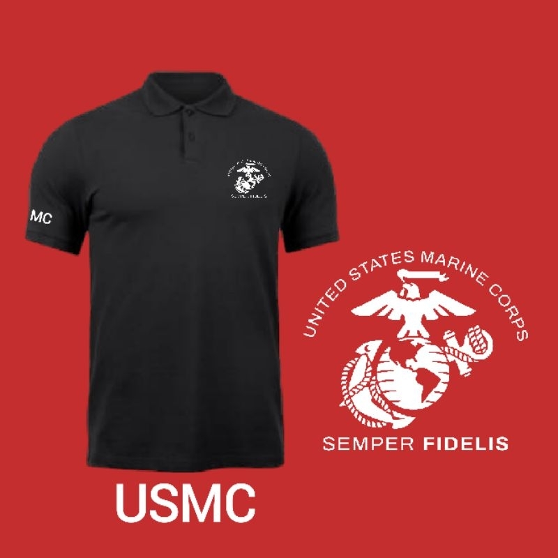 US ARMY POLO SHIRT MILITARY DESIGN USMC "SEMPER FIDELIS"