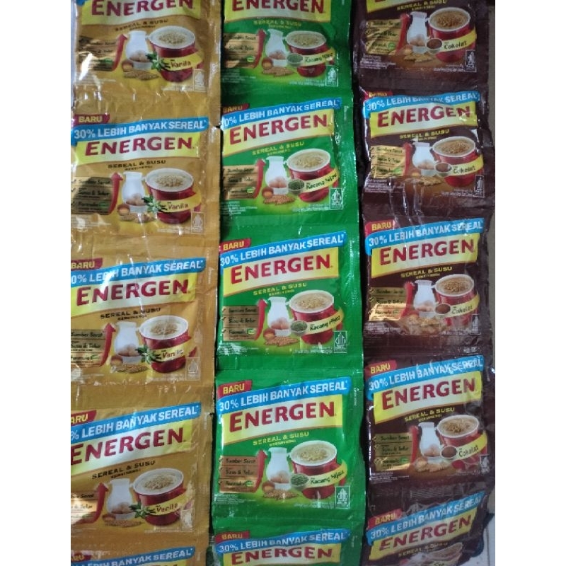 

ENERGEN MINUMAN SEREAL OAT SUSU SACHET | ENERGEN COKLAT RENCENG ISI 10PCS | ENERGEN VANILA | ENERGEN KACANG HIJAU