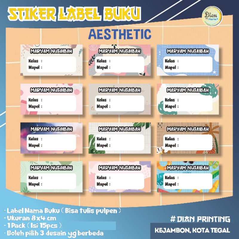 

STIKER LABEL BUKU MATA PELAJARAN COSTUM (15 PCS)