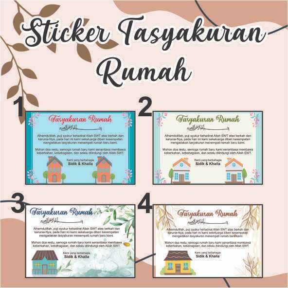 (isi 15-70pcs) Sticker Tasyakuran Rumah Baru / Syukuran Rumah Baru / Tasyakuran Tempat baru / Syukur