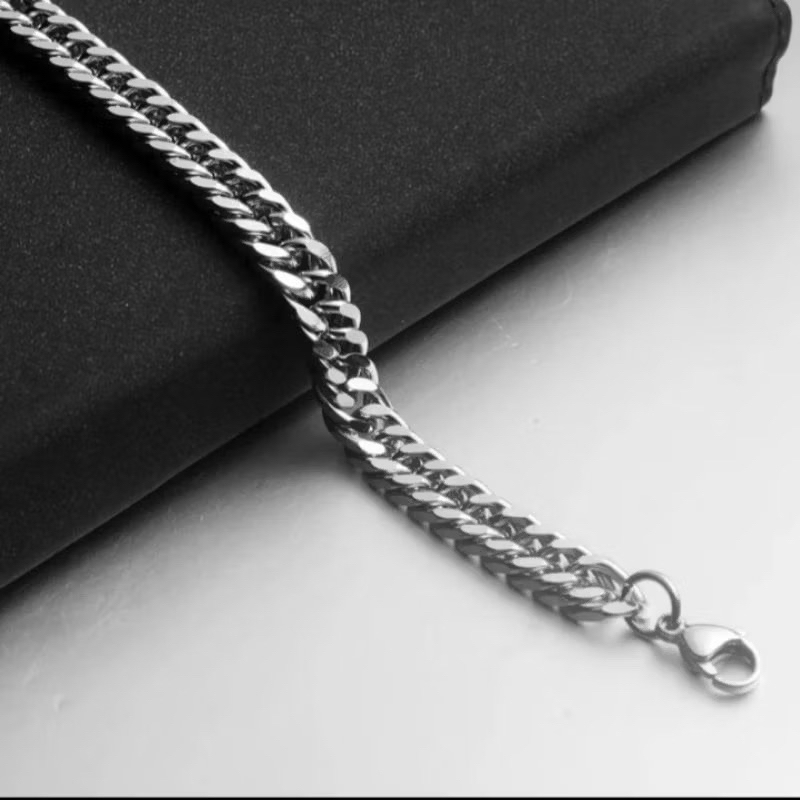 [COD] GELANG TITANIUM RANTAI SILVER PRIA WANITA FASHION KOREA