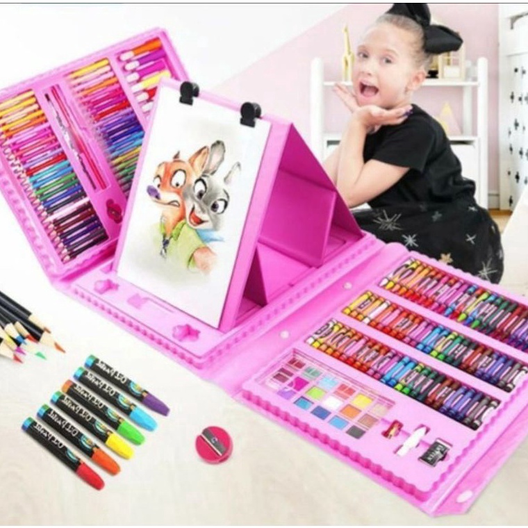 

Grosir Terupdate Art set 28 Pcs crayon alat melukis gambar Set Drawing Koper Set Alat Gambar Anak Crayon Gambar Pensil Warna 28