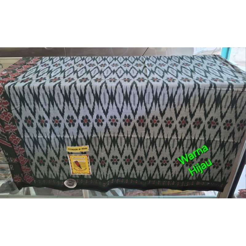 Sarung Tenun Botol Suheb Super Cap Sahara Warna Hijau Size Jumbo Tenun ATBM Kerajinan Tenun Wanareja