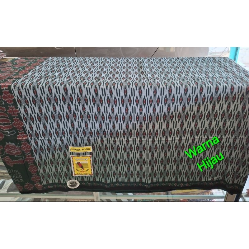 Sarung Tenun Botol Suheb Super Cap Sahara Warna Hijau Size Jumbo Tenun ATBM Kerajinan Tenun Wanareja