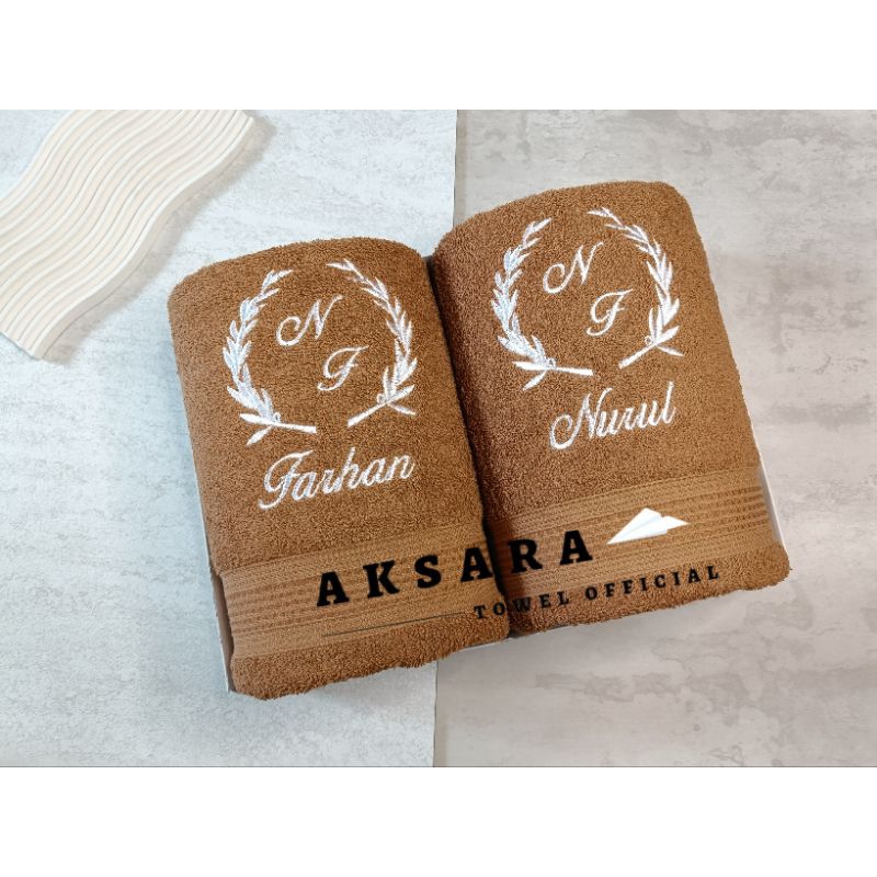 Handuk Wedding  Seserahan 2 Pcs Free Bordir Nama Anjoly Uk. 70x140cm